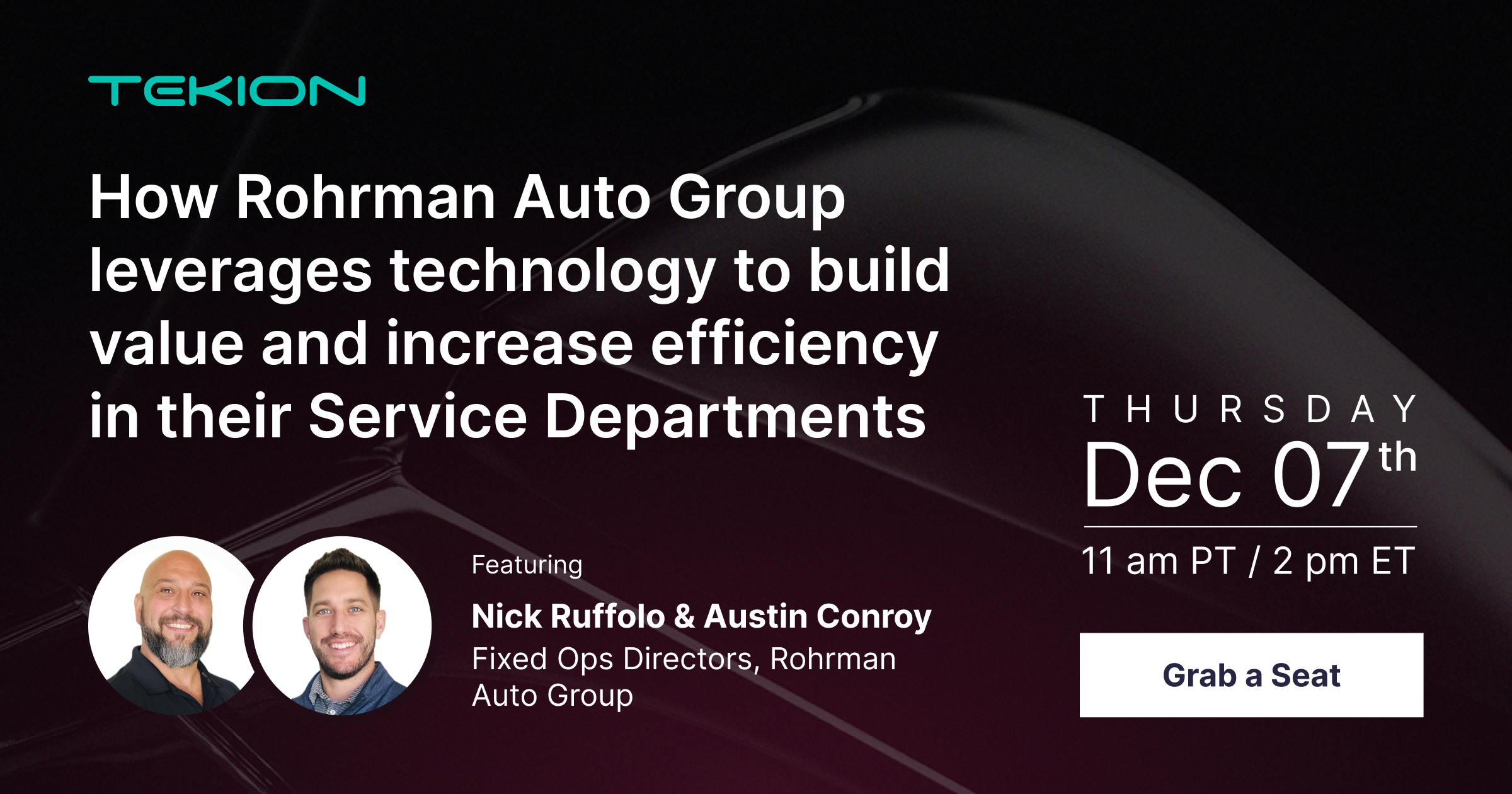 Austin Rohrman Rohrman Fixed Operations Webinar Registration